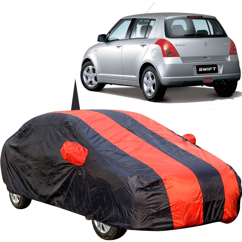 The Autostory 190 Taffeta Water Resistant Car Body Cover Compatible with Maruti Swift (2005 to 2010) with Mirror & Antenna Pockets (Red/Navy Blue) - Image 5