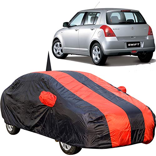 The Autostory 190 Taffeta Water Resistant Car Body Cover Compatible with Maruti Swift (2005 to 2010) with Mirror & Antenna Pockets (Red/Navy Blue) - Image 1