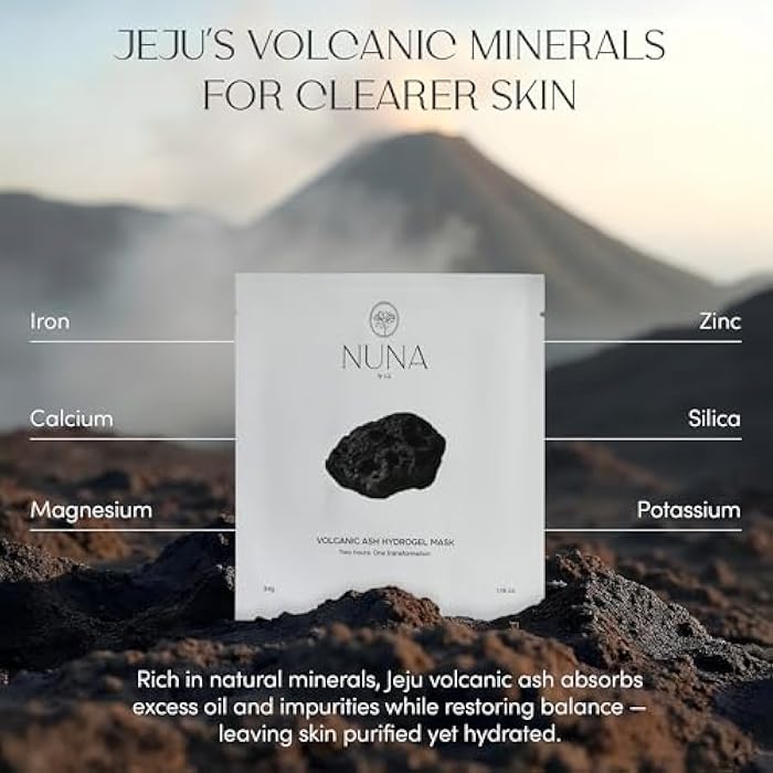 NUNA Volcanic Ash Hydrogel Face Masks – Korean Detox & Deep Hydrating Mask with Hyaluronic Acid, Ceramides, Panthenol – Overnight Moisturizing, Soothing + Purifying Care for Sensitive Skin, 7 Sheets - Image 3