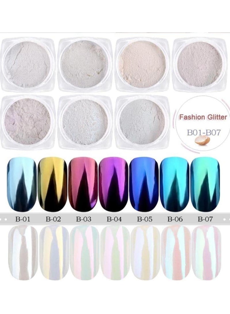 Excefore Pearl Chrome Powder Nail Powder Nail Decoration 7 cans - Image 4