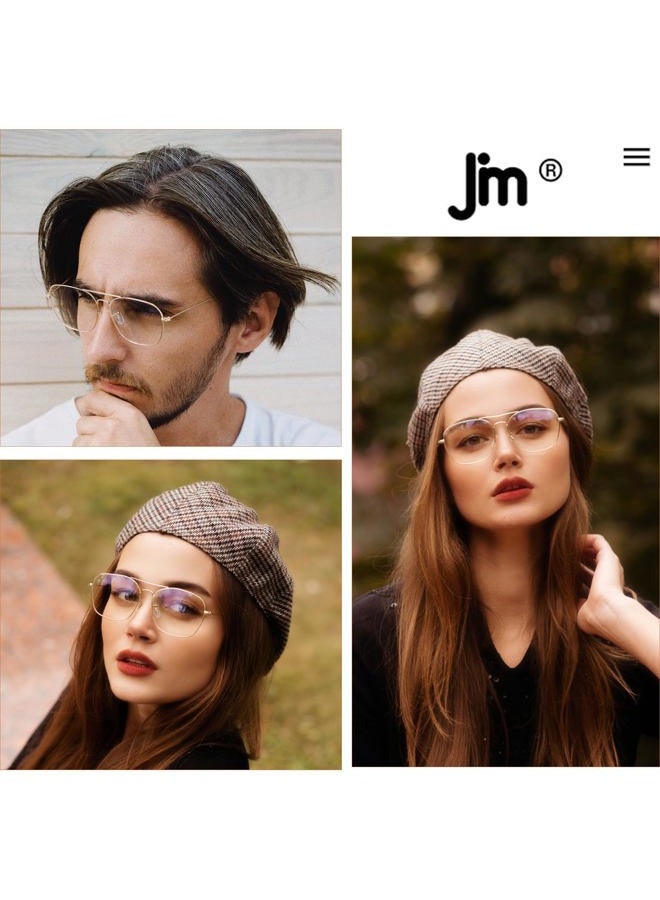 JM Aviator Computer Blue Light Blocking Glasses, Square Eye Protect Video Eyeglasses Anti Glare Men Women, Silver Frame Black Temple Tips, One size - Image 2