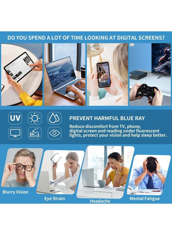 JM Aviator Computer Blue Light Blocking Glasses, Square Eye Protect Video Eyeglasses Anti Glare Men Women, Silver Frame Black Temple Tips, One size - Image 5