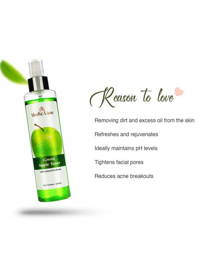 Vedic Line Vedicline Green Apple Toner Reduces Acne Breakouts, Dark Spots With Green Apple Extract For Refreshes And Rejuvenates Skin, 200 Ml  - Image 2