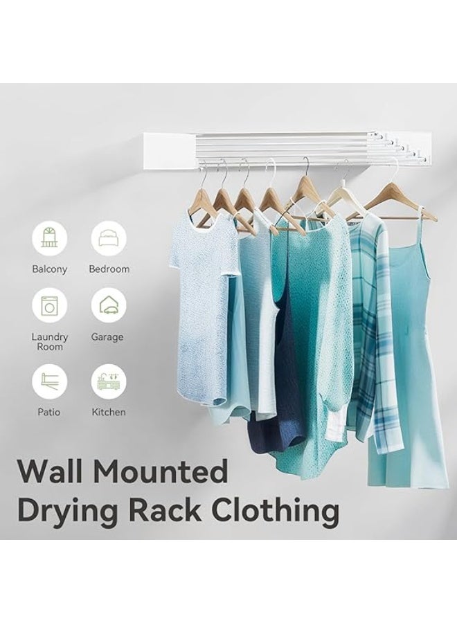 Wall Mounted Clothes Drying Rack, 5 Aluminum Rods, Collapsible, White, 80 cm - Image 5
