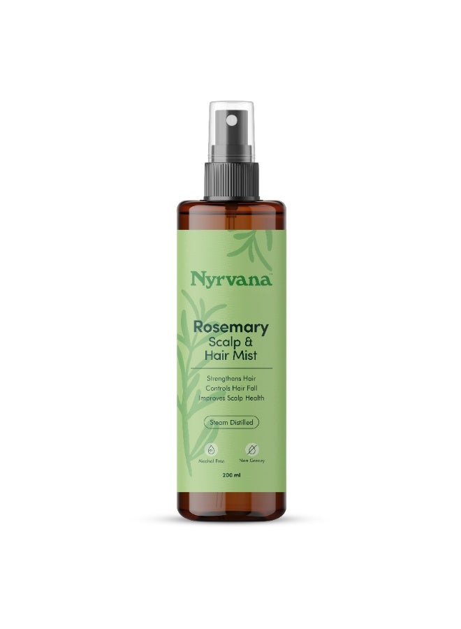NYRVANA Rosemary Water Spray For Hair Growth 200ml | Scalp & Hair Mist For Hair Thickness l Adds Shine & Helps Reduce Hairfall | Non-Greasy & Fast Absorbing | For All Hair Types | For Men & Women - Image 1