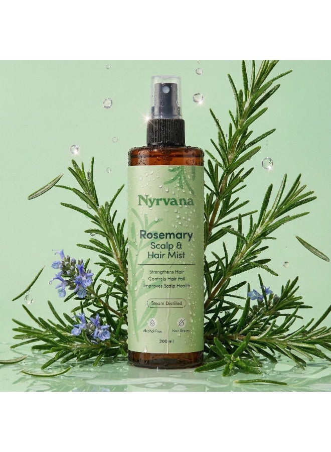 NYRVANA Rosemary Water Spray For Hair Growth 200ml | Scalp & Hair Mist For Hair Thickness l Adds Shine & Helps Reduce Hairfall | Non-Greasy & Fast Absorbing | For All Hair Types | For Men & Women - Image 2