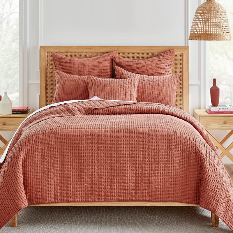 Levtex Home Levtex Home  Mills Waffle  FullQueen Quilt Set  Adobe Cotton Waffle  Quilt Size 88 x 92in Sham Size 26 x 20in 