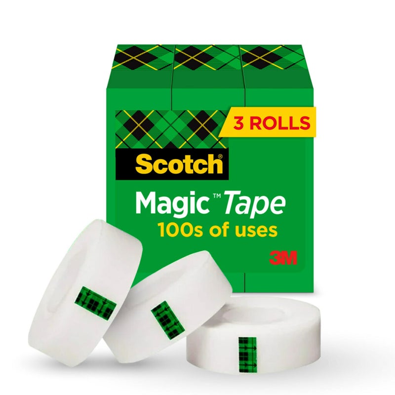 Scotch Magic Tape, Invisible, Home Office Supplies and Back to School Supplies for College and Classrooms, 3 Rolls - Image 1