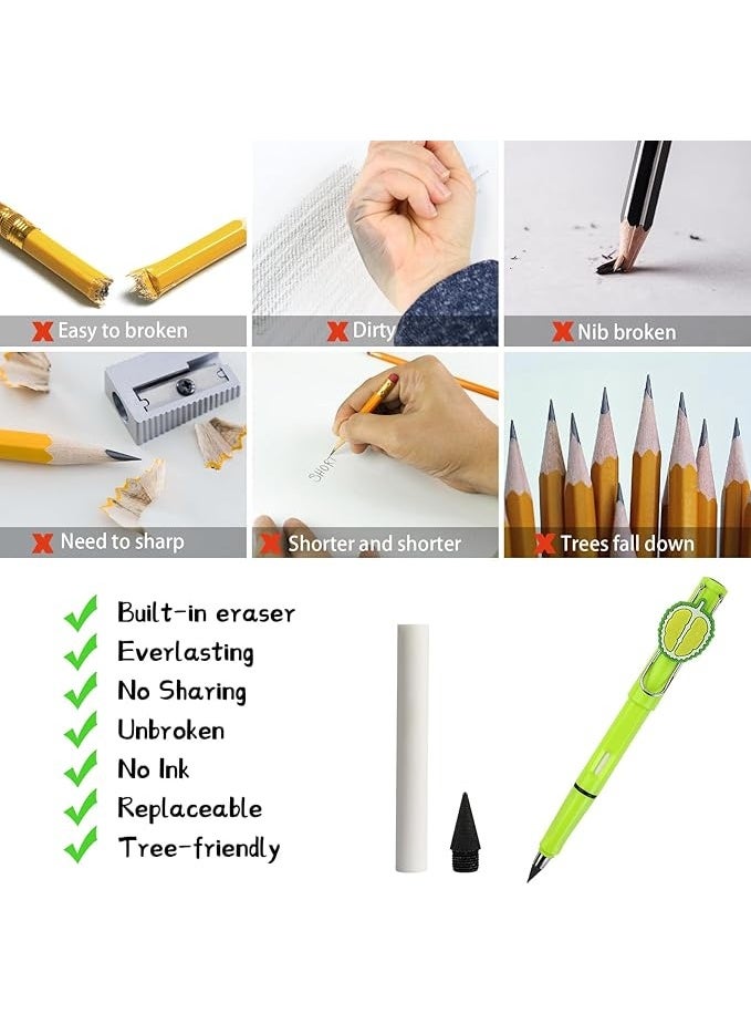 KASTWAVE Infinity Pencils, Everlasting Inkless Pencil with Eraser, 10 Pcs Reusable Infinity Pencil, with 10 Pcs Replacement Nibs, Endless Pencil for Home Office School Writing Drawing - Image 4