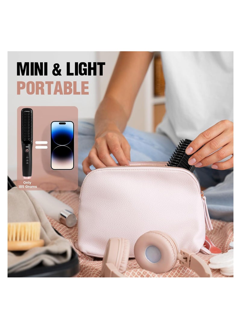Zikra Cordless Hair Straightener Brush, Portable Negative Ion Hot Comb 60Mins Long Battery Life with USB Rechargeable Feature Fast Heating 3 Temp Settings Anti-Scald, 15Mins Auto-Off, for Travel - Image 4