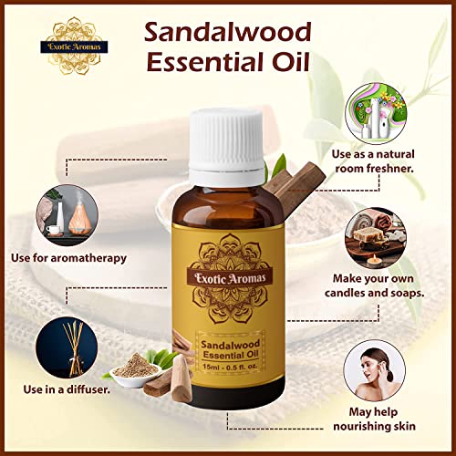 Exotic Aromas Sandalwood Oil for Aroma Therapy, Stress Relief (15Ml + 15Ml) Pack of 2 - Image 3