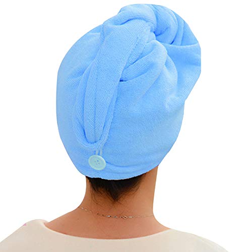 Queena Women’s Microfiber Bathrobe & Hair Turban Set - Extra Long Quick Dry Bath Wrap, Ultra Soft Spa Shower Robe with Adjustable Velcro (Blue) | Super Absorbent for Thick Hair, Travel - Image 5