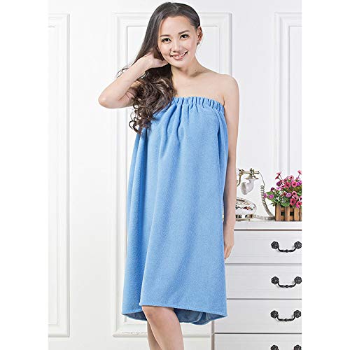 Queena Women’s Microfiber Bathrobe & Hair Turban Set - Extra Long Quick Dry Bath Wrap, Ultra Soft Spa Shower Robe with Adjustable Velcro (Blue) | Super Absorbent for Thick Hair, Travel - Image 2