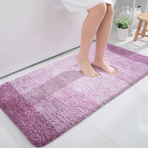 OLANLY Bathroom Runner Rugs 47x24, Extra Soft Absorbent Microfiber Bath Rugs, Rubber Backing, Quick Dry, Washable Bath Mats for Bathroom Floor, Tub and Shower, Home Decor Accessories, Pinkish-Purple - Image 2