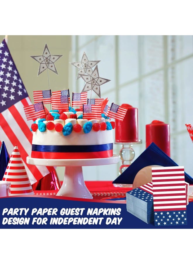 Yisong 100 Pieces 4th of July Napkins Independence Day Paper Guest Towels Disposable Memorial Day Hand Towels for Home Kitchen Patriotic Happy 4th of July Party Supplies, 3 Ply (Stripe) - Image 4