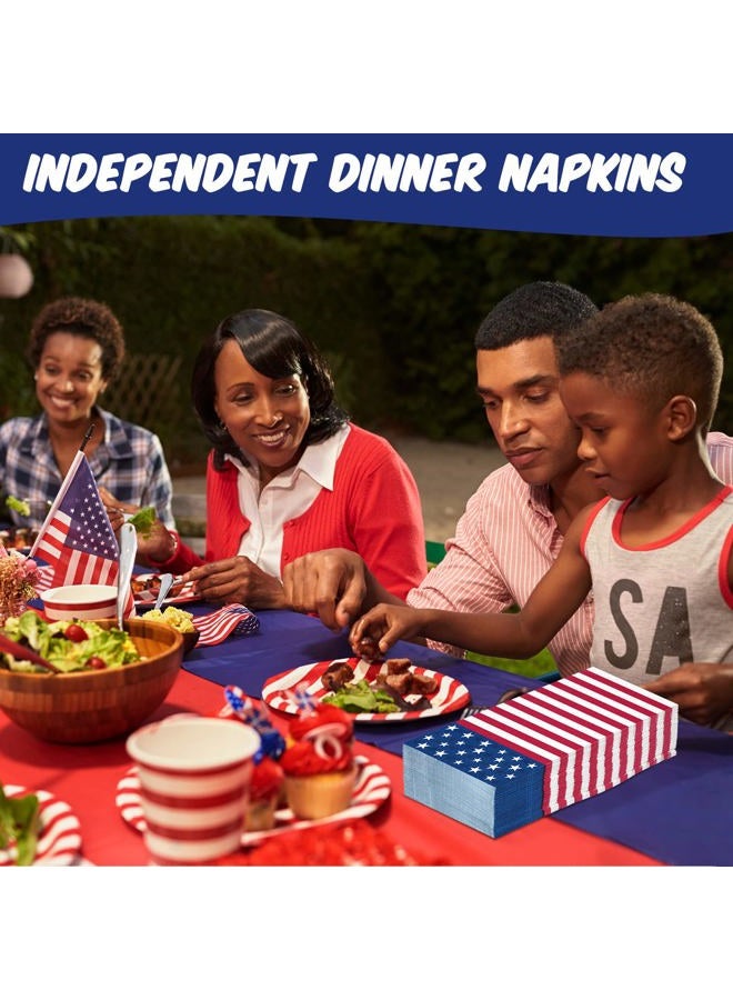 Yisong 100 Pieces 4th of July Napkins Independence Day Paper Guest Towels Disposable Memorial Day Hand Towels for Home Kitchen Patriotic Happy 4th of July Party Supplies, 3 Ply (Stripe) - Image 5