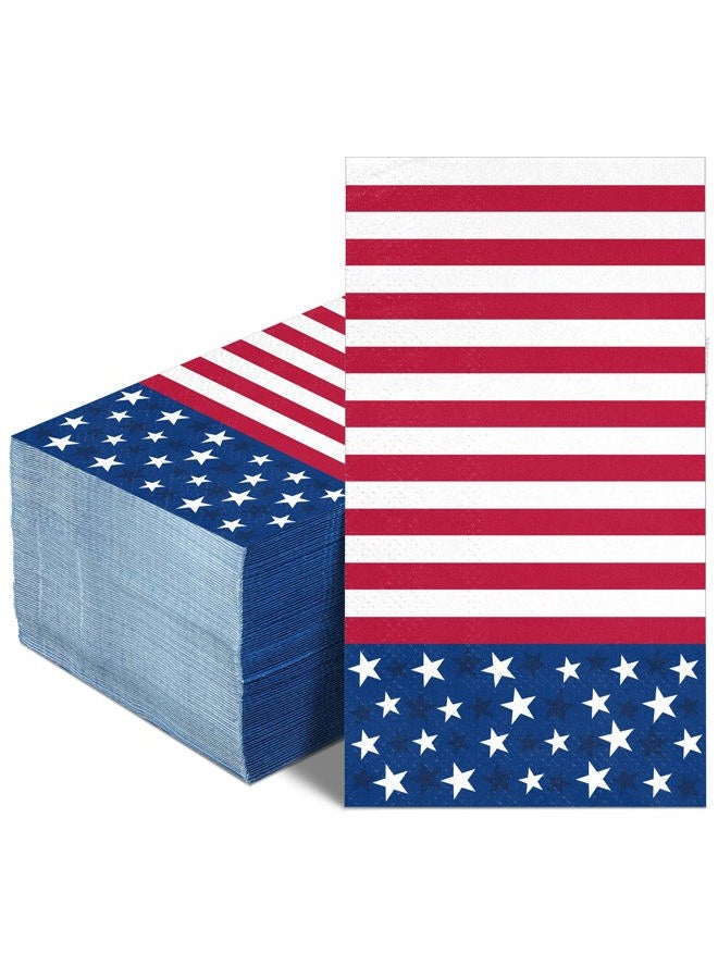 Yisong 100 Pieces 4th of July Napkins Independence Day Paper Guest Towels Disposable Memorial Day Hand Towels for Home Kitchen Patriotic Happy 4th of July Party Supplies, 3 Ply (Stripe) - Image 1