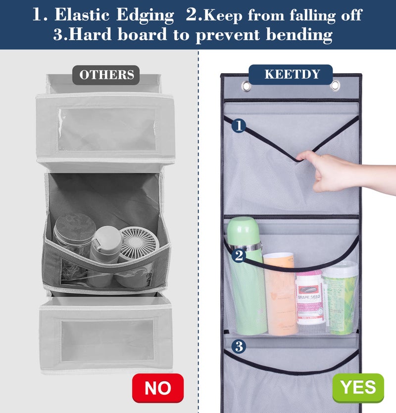 KEETDY Hanging Shelves Over the Door Organizer Storage for Closet with 5 Pockets Organizer for Bedroom Bathroom, 2 Packï¼ˆGreyï¼‰ - Image 5