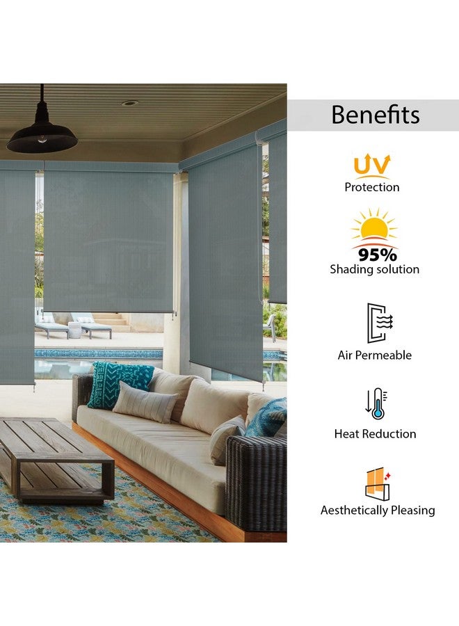 HIPPO Roller Blind Curtain for Outdoor Shade HDPE Corded 95% Sun & UV Protection, Air Flow Design, Light Filtering Balcony Roll-up Blinds (Country-Blue, 3FTX5FT) - Image 2