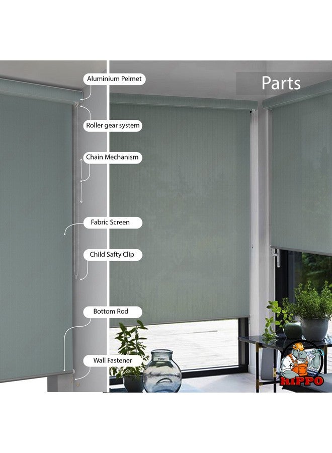 HIPPO Roller Blind Curtain for Outdoor Shade HDPE Corded 95% Sun & UV Protection, Air Flow Design, Light Filtering Balcony Roll-up Blinds (Country-Blue, 3FTX5FT) - Image 3