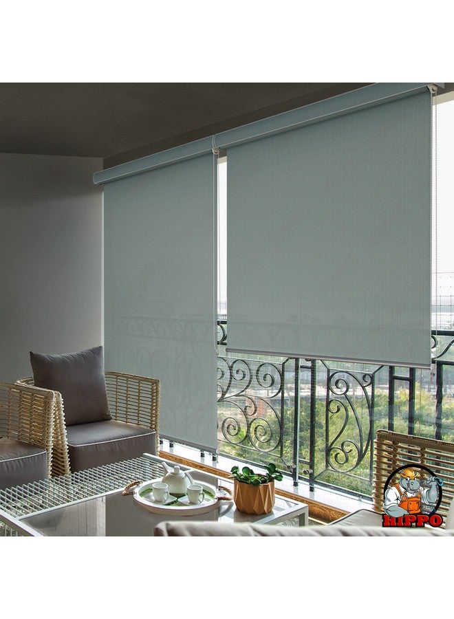 HIPPO Roller Blind Curtain for Outdoor Shade HDPE Corded 95% Sun & UV Protection, Air Flow Design, Light Filtering Balcony Roll-up Blinds (Country-Blue, 3FTX5FT) - Image 1