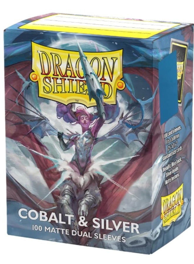دراجون شيلد Sleeves: Dragon Shield - Standard - Dual Matte (x100) - 25th Special Edition - Blue/Silver - Image 1