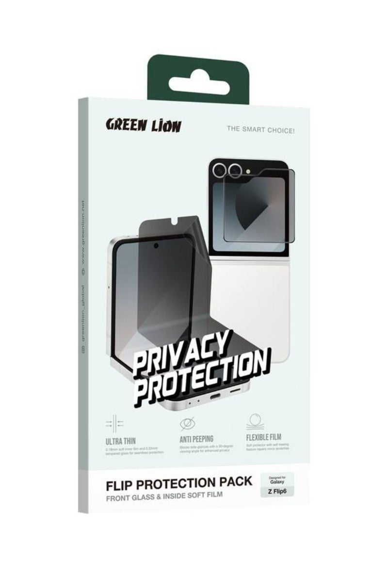 GREEN LION Flip Protection Pack Privacy for Samsung Galaxy Z Flip 6, Anti Scratch, Anti Fingerprint, Ultra-Thin - Black - Image 2