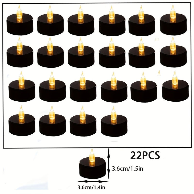 Black Shell 12 Pack Flickering Battery Powered LED Tea Light Candles Yellow Warm Flashing Light For Thanksgiving Christmas Valentine Day Wedding Birthday Prayer Blessing - Image 4