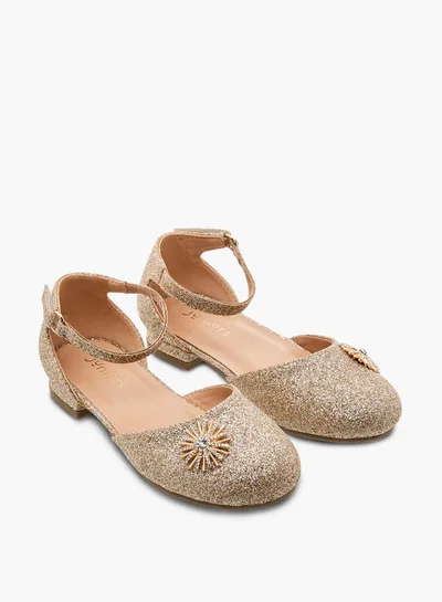 JUNIORS Girls Embellished Ballerina Shoes with Hook and Loop Closure