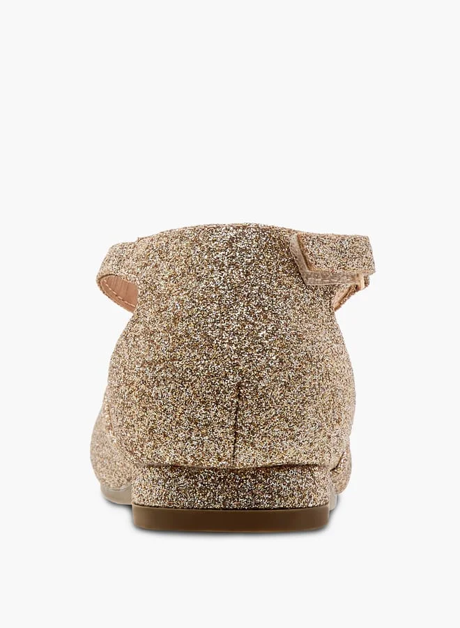 JUNIORS Girls Embellished Ballerina Shoes with Hook and Loop Closure