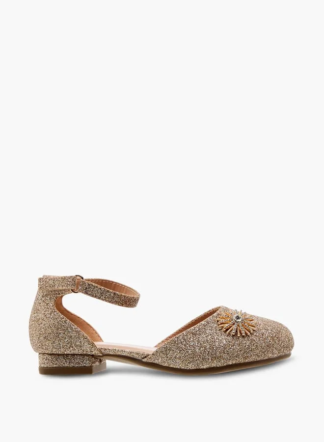 JUNIORS Girls Embellished Ballerina Shoes with Hook and Loop Closure