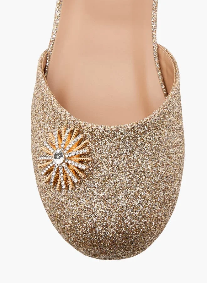 JUNIORS Girls Embellished Ballerina Shoes with Hook and Loop Closure