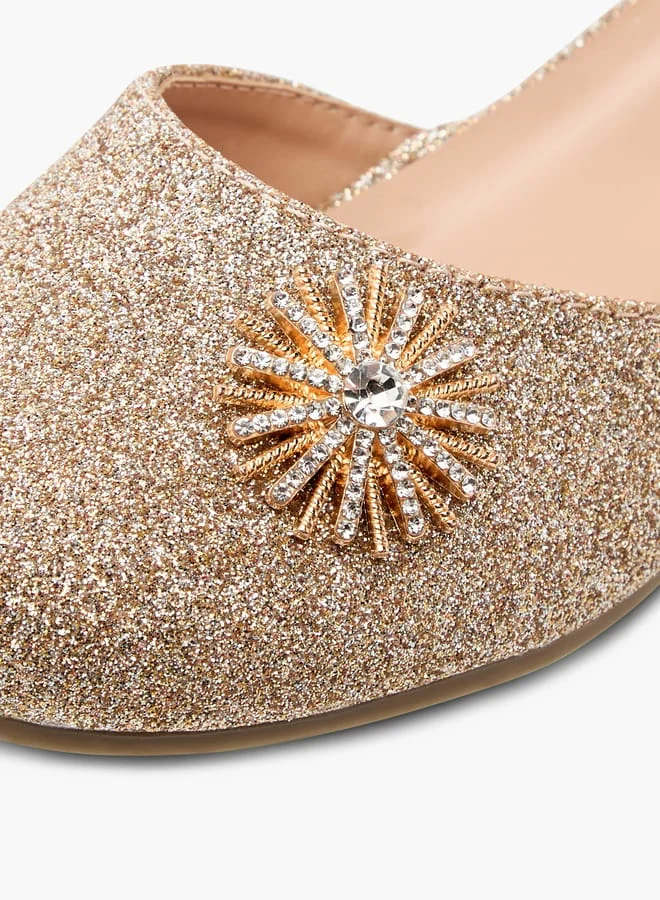 JUNIORS Girls Embellished Ballerina Shoes with Hook and Loop Closure