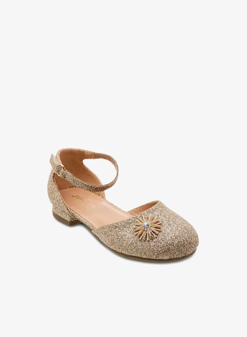 JUNIORS Girls Embellished Ballerina Shoes with Hook and Loop Closure Ramadan Collection