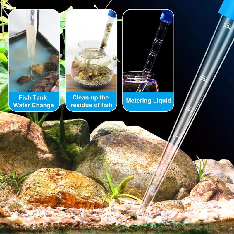 WEAVERBIRD Manual Fish Tank Water Changer Aquarium Dropper, 30ml Aquarium Clean Pipette Dropper, Fish Tank Cleaning Waste Remover, Aquarium Gravel Cleaning Straw, Blue - Image 5