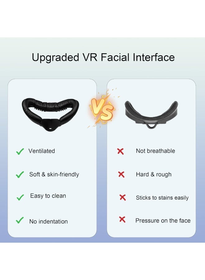 VR Facial Interface for Oculus Quest 2,Removable Facial Interface Bracket,VR Accessories Set with Nose Pad,Foam Face Covers,Lens Cover - Image 3