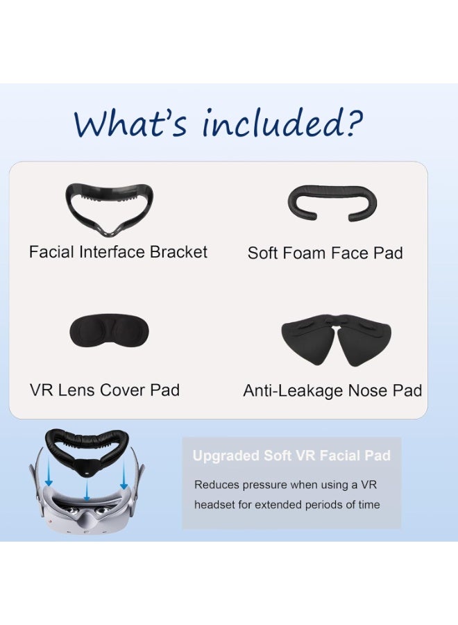 VR Facial Interface for Oculus Quest 2,Removable Facial Interface Bracket,VR Accessories Set with Nose Pad,Foam Face Covers,Lens Cover - Image 2