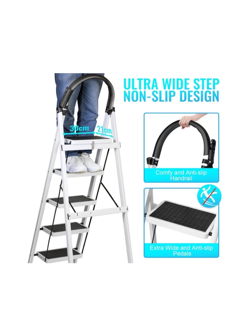 SKY-TOUCH Foldable Ladder 6 Steps, Home Stepladders Folding Step Stool with Wide Anti-Slip Pedal, Adults Folding Sturdy Steel Ladder for Home,Kitchen, Garden, Office - Image 3
