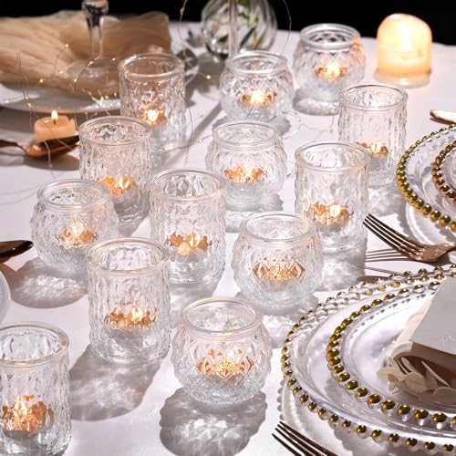 NITIME 36Pcs Assorted Clear Votive Candle Holders, Tea Light Candle Holders for Wedding Centerpiece, Glass Candle Holder for Table Centerpiece, Home and Party Decorations - Image 1