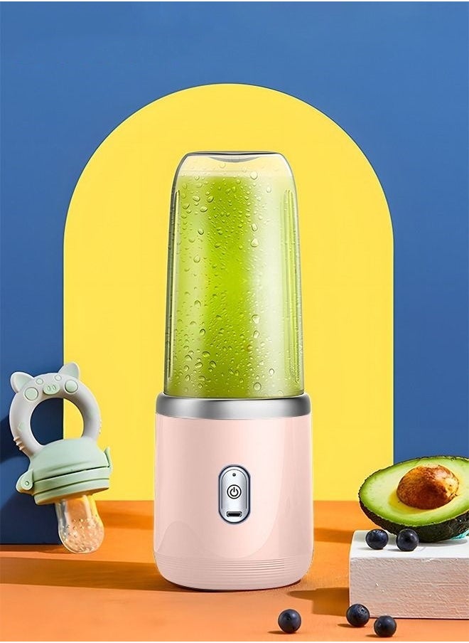 Portable Automatic Multi Functional Juicer Cup 400ml with Transparent Juice Cup Pink