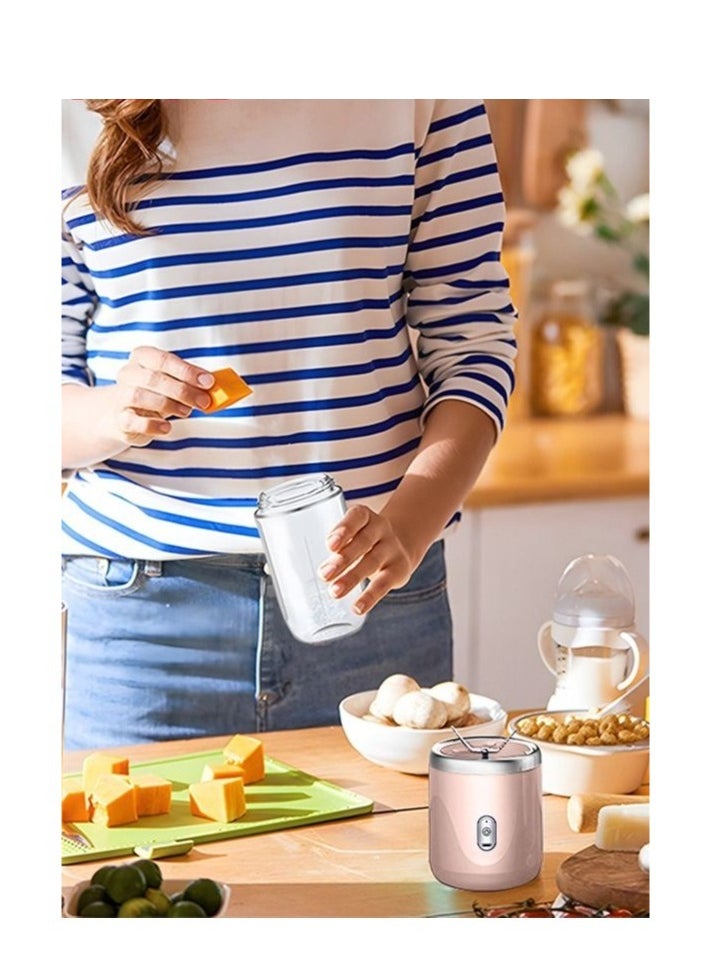 Portable Automatic Multi Functional Juicer Cup 400ml with Transparent Juice Cup Pink