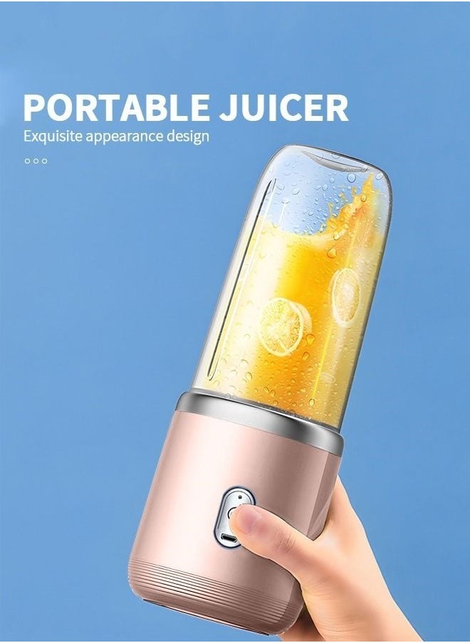 Portable Automatic Multi Functional Juicer Cup 400ml with Transparent Juice Cup Pink