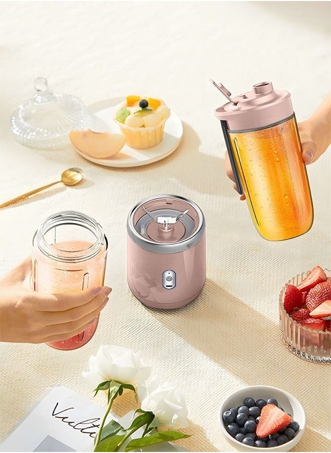 Portable Automatic Multi Functional Juicer Cup 400ml with Transparent Juice Cup Pink