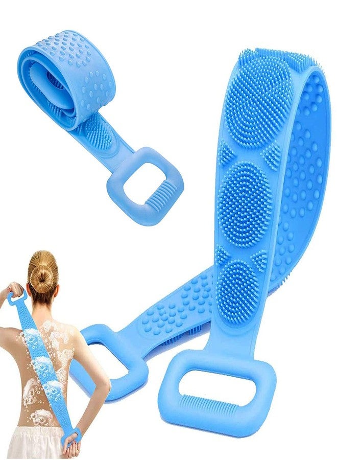 HKD Double Side Shower Exfoliating Belt Removes Bath Towel Body Scrubber Silicone Dirt Removal Kids Men's & Women Brush, To Clean, Lathers Well, Eco Friendly,(Multicolor) (pack of 1) - Image 1
