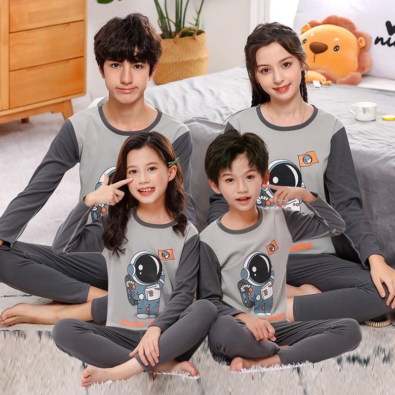 2022 New Warm Home Clothes Korean Version Of Children And Teenagers Cool Silk Cotton Underwear Suit - Image 2