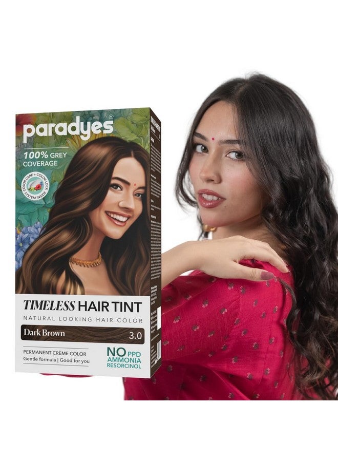 Paradyes Mini Dark Brown Timeless Hair Tint, Permanent Crème Hair Colour For Natural-Looking Results, Complete Grey Coverage, Formula Free From Ppd, Ammonia, & Resorcinol, 3.0 Dark Brown, 60 Gram - Image 1