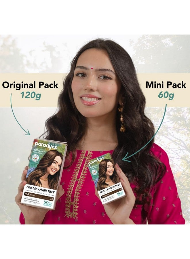 Paradyes Mini Dark Brown Timeless Hair Tint, Permanent Crème Hair Colour For Natural-Looking Results, Complete Grey Coverage, Formula Free From Ppd, Ammonia, & Resorcinol, 3.0 Dark Brown, 60 Gram - Image 2