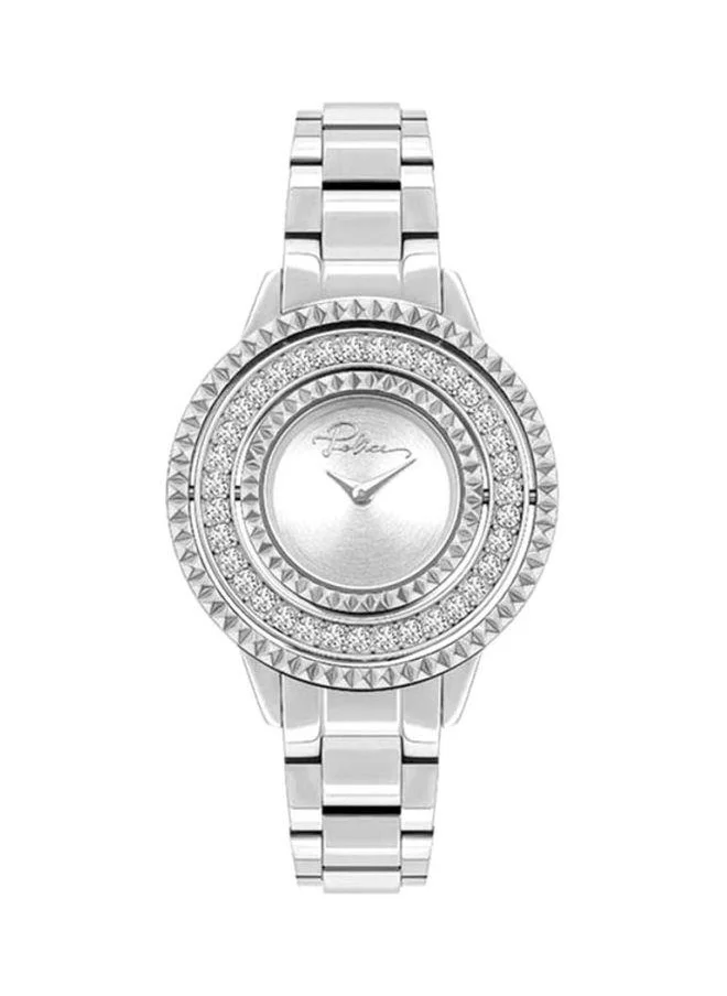 بوليس Women's Pilat Round Shape Stainless Steel Analog Wrist Watch 34 mm - Silver - P 16037BS-04M