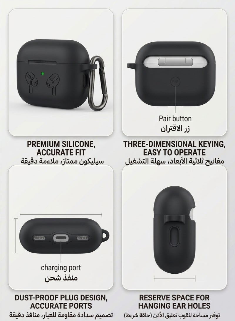 iSNUP Protective Shockproof Silicone Case Cover for Apple AirPods 3 3rd Generation - Black - Image 3