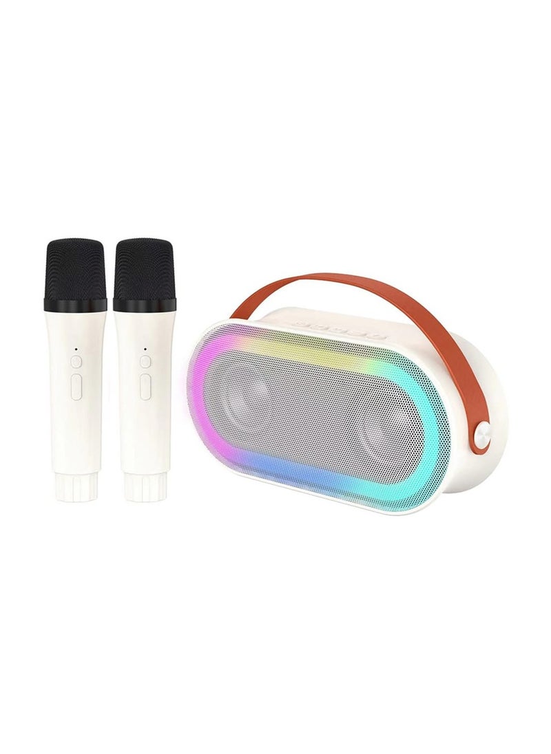Flash Hawk Mini Portable Karaoke Speaker Kits,Wireless Karaoke Speaker with 2 Pack Wireless Microphone for Home Outdoor Party White  - Image 1